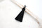 black tassel, silky nylon, 2 inches, sold as 1 piece.